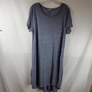 LuLaRoe Womens Heathered Grey High Low Shrt Slv Flare Midi Dress Sz XL